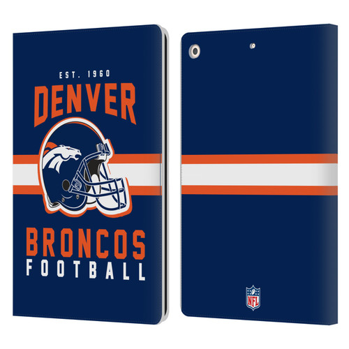 NFL Denver Broncos Graphics Helmet Typography Leather Book Wallet Case Cover For Apple iPad 10.2 2019/2020/2021