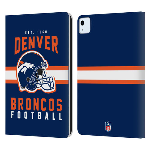 NFL Denver Broncos Graphics Helmet Typography Leather Book Wallet Case Cover For Apple iPad Air 2020 / 2022