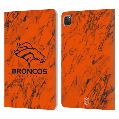 NFL Denver Broncos Graphics Coloured Marble Leather Book Wallet Case Cover For Apple iPad Pro 11 2020 / 2021 / 2022