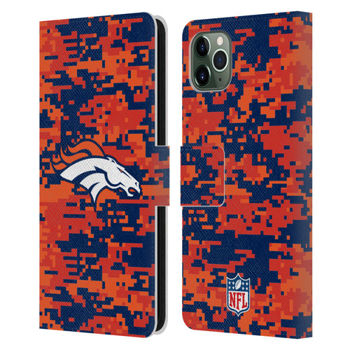 NFL Denver Broncos Graphics Digital Camouflage Leather Book Wallet Case Cover For Apple iPhone 11 Pro Max
