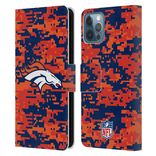 NFL Denver Broncos Graphics Digital Camouflage Leather Book Wallet Case Cover For Apple iPhone 12 / iPhone 12 Pro