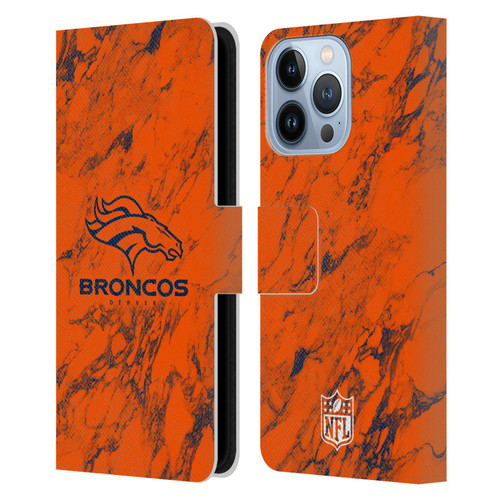 NFL Denver Broncos Graphics Coloured Marble Leather Book Wallet Case Cover For Apple iPhone 13 Pro