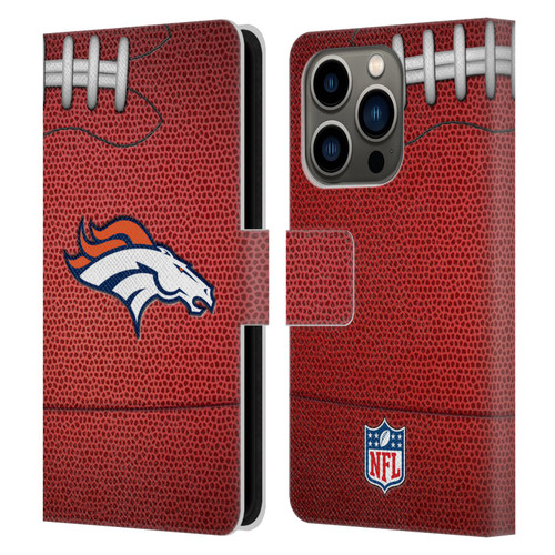 NFL Denver Broncos Graphics Football Leather Book Wallet Case Cover For Apple iPhone 14 Pro