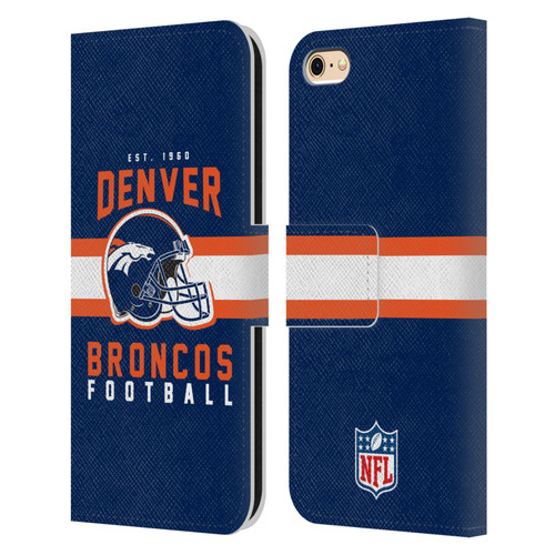 NFL Denver Broncos Graphics Helmet Typography Leather Book Wallet Case Cover For Apple iPhone 6 / iPhone 6s