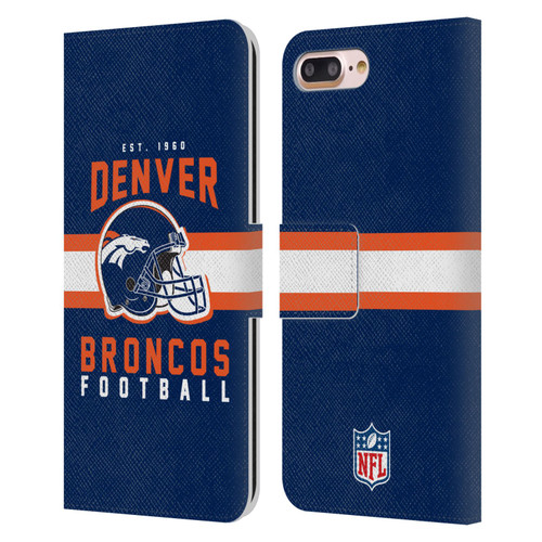NFL Denver Broncos Graphics Helmet Typography Leather Book Wallet Case Cover For Apple iPhone 7 Plus / iPhone 8 Plus