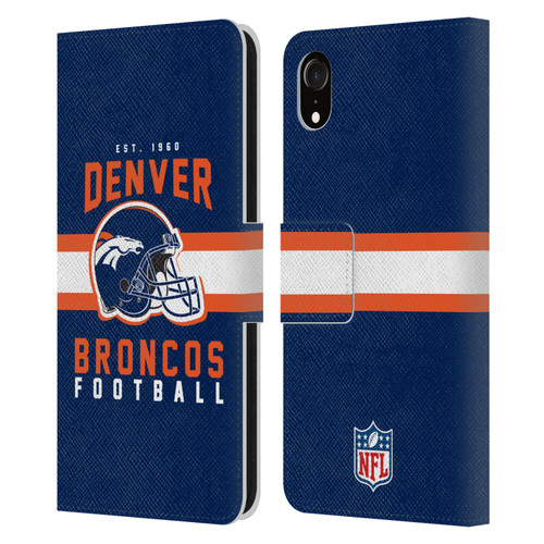 NFL Denver Broncos Graphics Helmet Typography Leather Book Wallet Case Cover For Apple iPhone XR