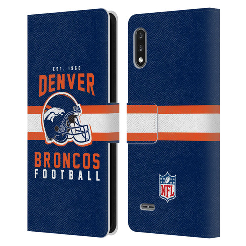 NFL Denver Broncos Graphics Helmet Typography Leather Book Wallet Case Cover For LG K22