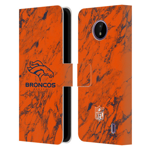 NFL Denver Broncos Graphics Coloured Marble Leather Book Wallet Case Cover For Nokia C10 / C20
