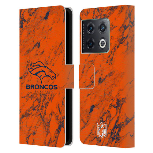 NFL Denver Broncos Graphics Coloured Marble Leather Book Wallet Case Cover For OnePlus 10 Pro