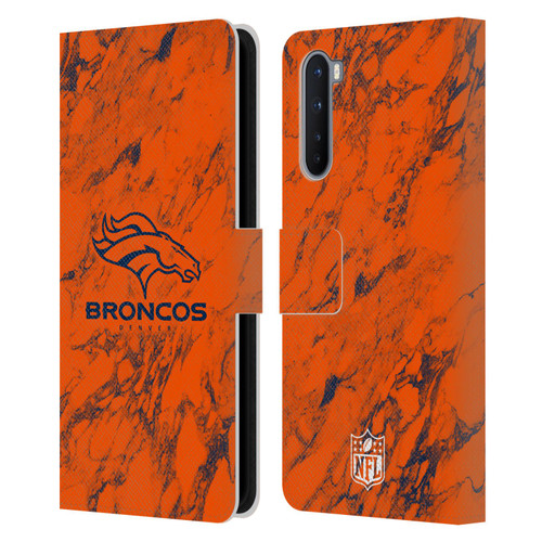 NFL Denver Broncos Graphics Coloured Marble Leather Book Wallet Case Cover For OnePlus Nord 5G