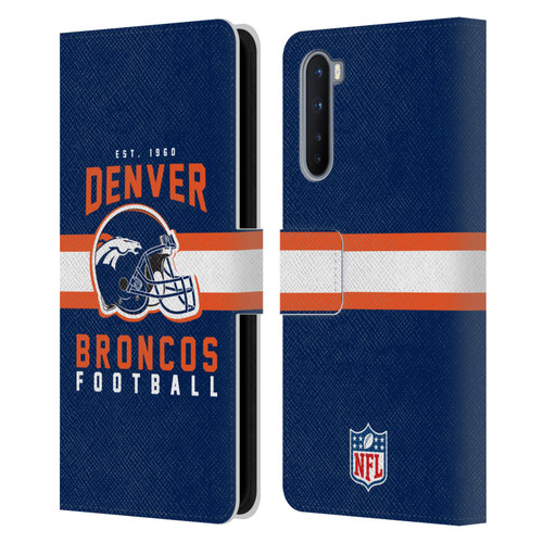 NFL Denver Broncos Graphics Helmet Typography Leather Book Wallet Case Cover For OnePlus Nord 5G