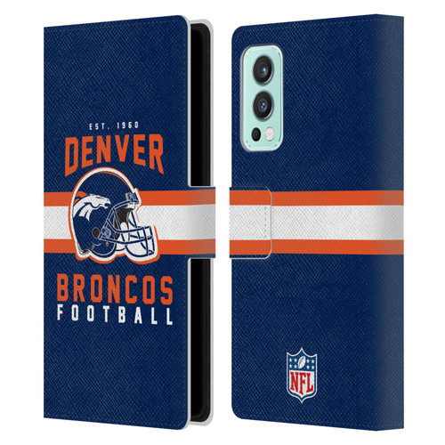NFL Denver Broncos Graphics Helmet Typography Leather Book Wallet Case Cover For OnePlus Nord 2 5G