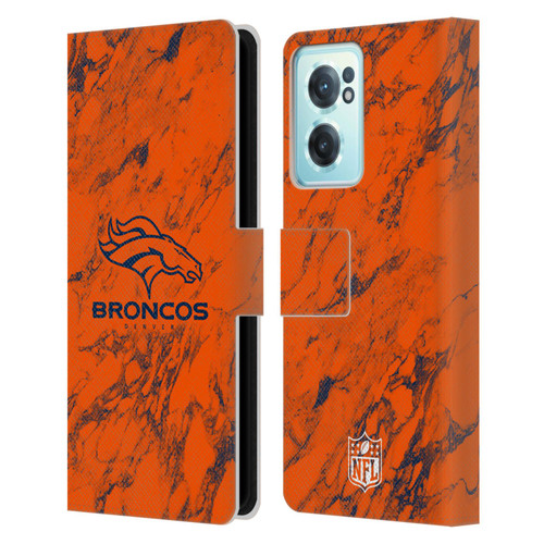 NFL Denver Broncos Graphics Coloured Marble Leather Book Wallet Case Cover For OnePlus Nord CE 2 5G