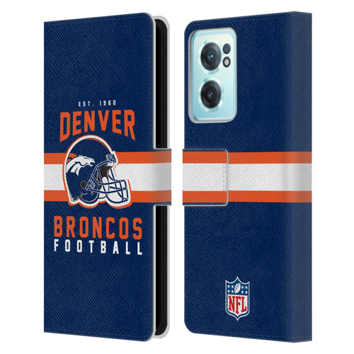 NFL Denver Broncos Graphics Helmet Typography Leather Book Wallet Case Cover For OnePlus Nord CE 2 5G