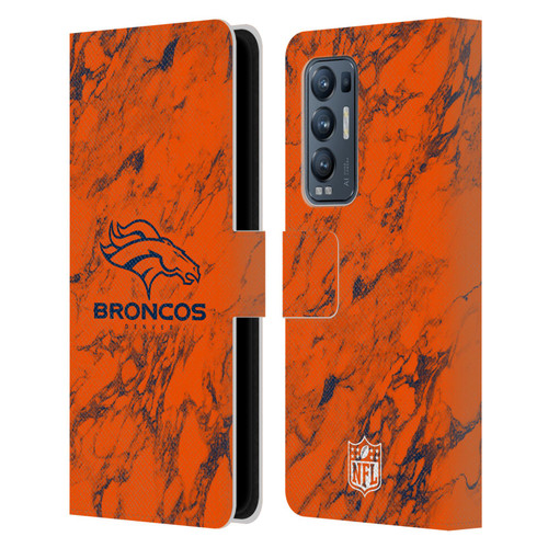 NFL Denver Broncos Graphics Coloured Marble Leather Book Wallet Case Cover For OPPO Find X3 Neo / Reno5 Pro+ 5G