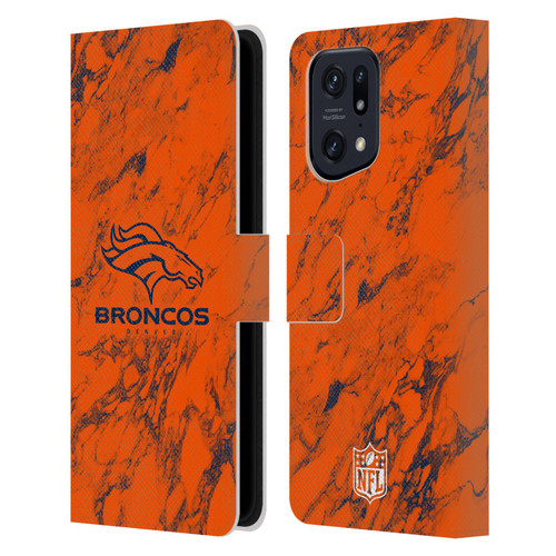 NFL Denver Broncos Graphics Coloured Marble Leather Book Wallet Case Cover For OPPO Find X5 Pro