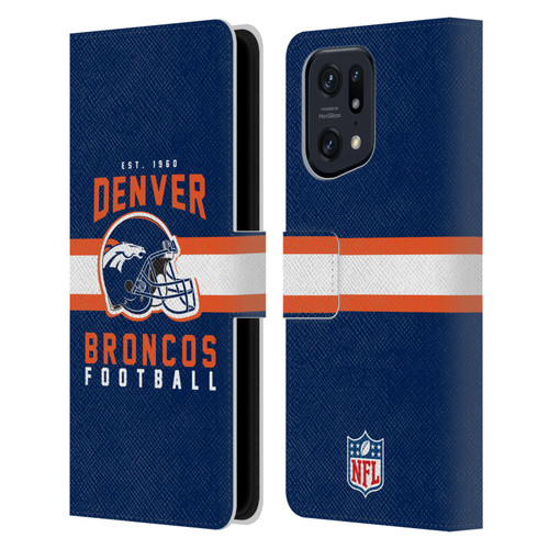 NFL Denver Broncos Graphics Helmet Typography Leather Book Wallet Case Cover For OPPO Find X5 Pro