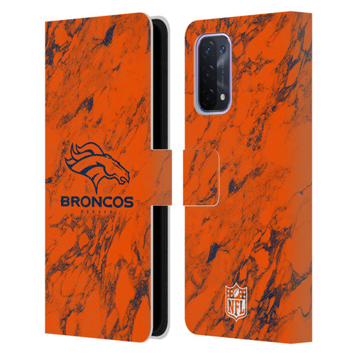 NFL Denver Broncos Graphics Coloured Marble Leather Book Wallet Case Cover For OPPO A54 5G