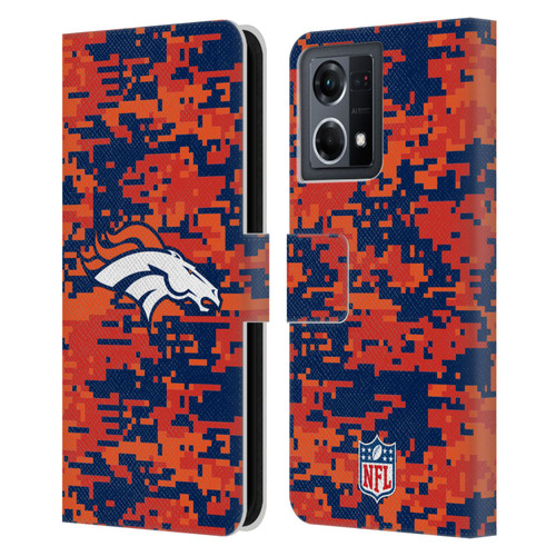 NFL Denver Broncos Graphics Digital Camouflage Leather Book Wallet Case Cover For OPPO Reno8 4G