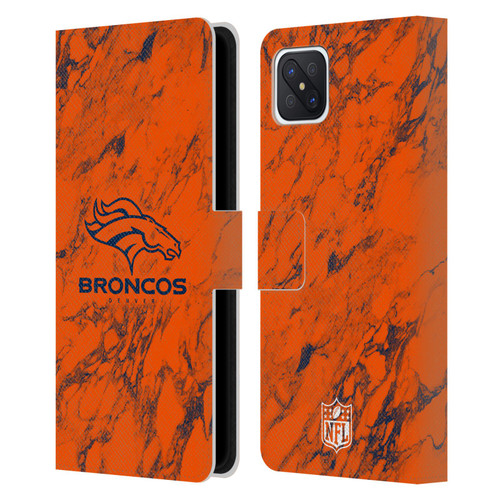 NFL Denver Broncos Graphics Coloured Marble Leather Book Wallet Case Cover For OPPO Reno4 Z 5G