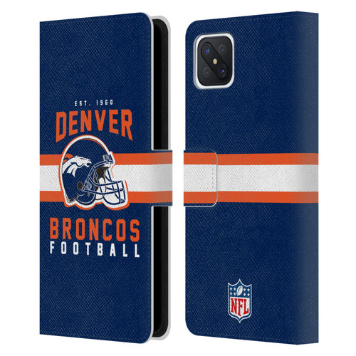 NFL Denver Broncos Graphics Helmet Typography Leather Book Wallet Case Cover For OPPO Reno4 Z 5G