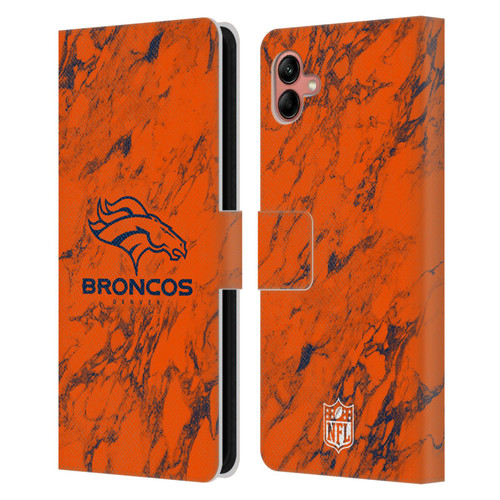 NFL Denver Broncos Graphics Coloured Marble Leather Book Wallet Case Cover For Samsung Galaxy A04 (2022)