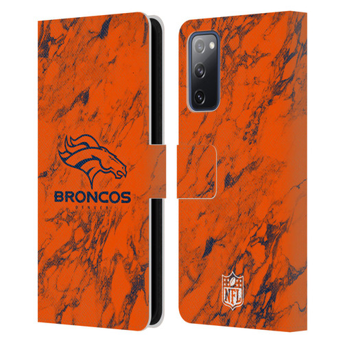 NFL Denver Broncos Graphics Coloured Marble Leather Book Wallet Case Cover For Samsung Galaxy S20 FE / 5G