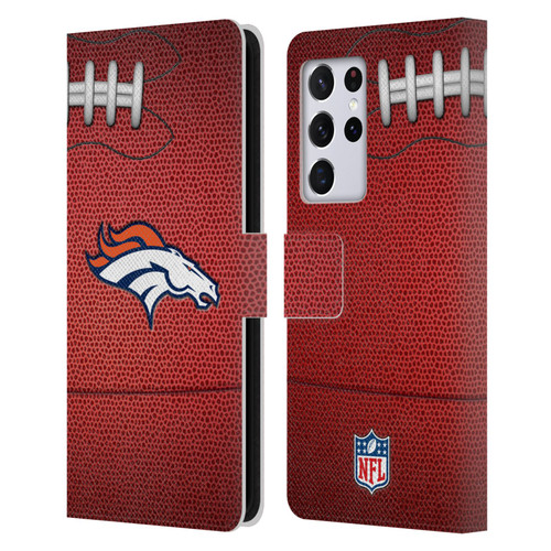 NFL Denver Broncos Graphics Football Leather Book Wallet Case Cover For Samsung Galaxy S21 Ultra 5G