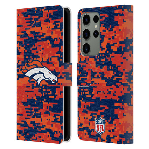 NFL Denver Broncos Graphics Digital Camouflage Leather Book Wallet Case Cover For Samsung Galaxy S23 Ultra 5G