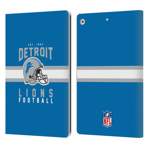 NFL Detroit Lions Graphics Helmet Typography Leather Book Wallet Case Cover For Apple iPad 10.2 2019/2020/2021