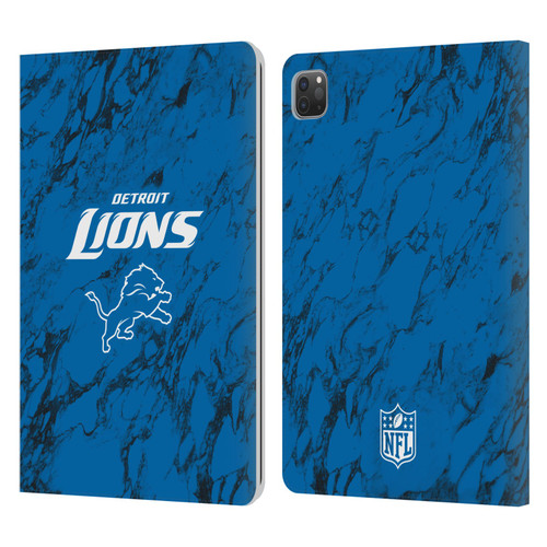 NFL Detroit Lions Graphics Coloured Marble Leather Book Wallet Case Cover For Apple iPad Pro 11 2020 / 2021 / 2022