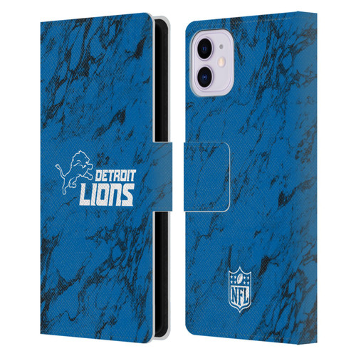 NFL Detroit Lions Graphics Coloured Marble Leather Book Wallet Case Cover For Apple iPhone 11