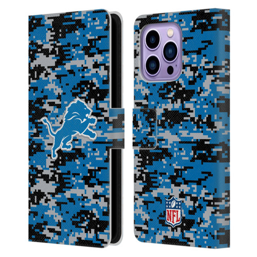 NFL Detroit Lions Graphics Digital Camouflage Leather Book Wallet Case Cover For Apple iPhone 14 Pro Max NFL Detroit Lions Graphics Digital Camouflage Leather Book Wallet Case Cover For Apple iPhone 14 Pro Max