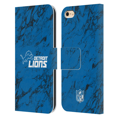 NFL Detroit Lions Graphics Coloured Marble Leather Book Wallet Case Cover For Apple iPhone 6 / iPhone 6s