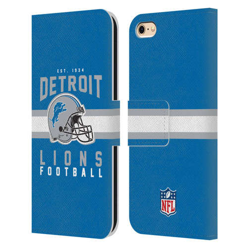 NFL Detroit Lions Graphics Helmet Typography Leather Book Wallet Case Cover For Apple iPhone 6 / iPhone 6s