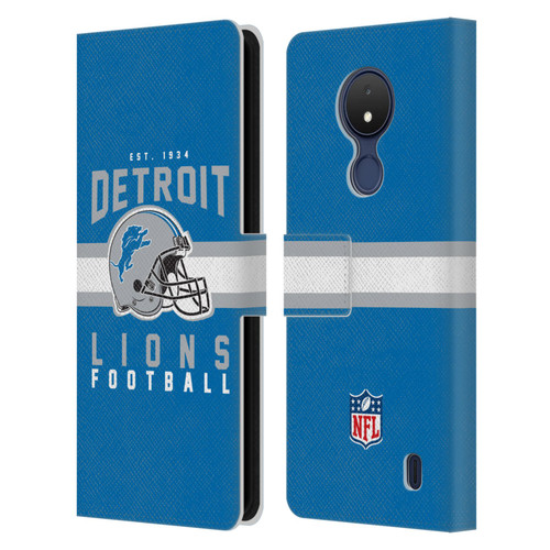 NFL Detroit Lions Graphics Helmet Typography Leather Book Wallet Case Cover For Nokia C21