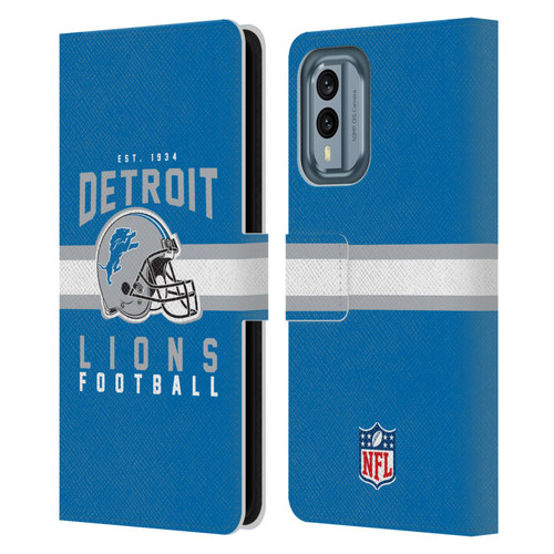 NFL Detroit Lions Graphics Helmet Typography Leather Book Wallet Case Cover For Nokia X30