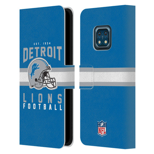 NFL Detroit Lions Graphics Helmet Typography Leather Book Wallet Case Cover For Nokia XR20