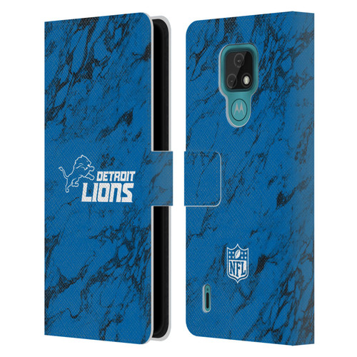 NFL Detroit Lions Graphics Coloured Marble Leather Book Wallet Case Cover For Motorola Moto E7