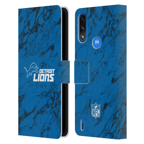 NFL Detroit Lions Graphics Coloured Marble Leather Book Wallet Case Cover For Motorola Moto E7 Power / Moto E7i Power