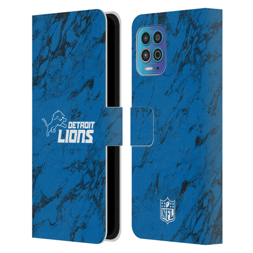 NFL Detroit Lions Graphics Coloured Marble Leather Book Wallet Case Cover For Motorola Moto G100