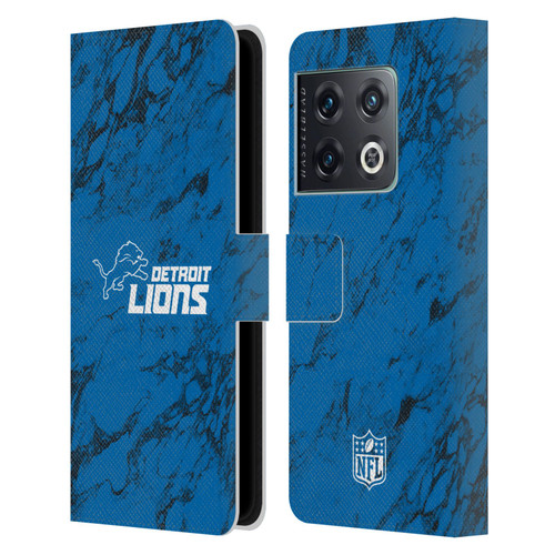 NFL Detroit Lions Graphics Coloured Marble Leather Book Wallet Case Cover For OnePlus 10 Pro