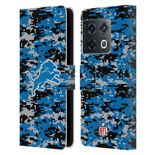 NFL Detroit Lions Graphics Digital Camouflage Leather Book Wallet Case Cover For OnePlus 10 Pro