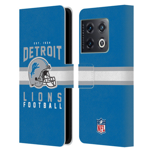 NFL Detroit Lions Graphics Helmet Typography Leather Book Wallet Case Cover For OnePlus 10 Pro