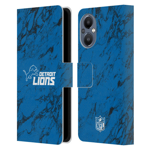 NFL Detroit Lions Graphics Coloured Marble Leather Book Wallet Case Cover For OnePlus Nord N20 5G