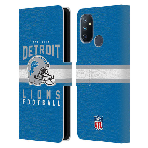 NFL Detroit Lions Graphics Helmet Typography Leather Book Wallet Case Cover For OnePlus Nord N100