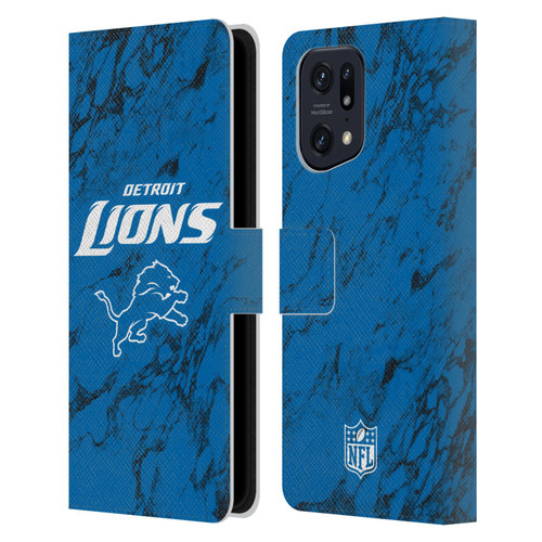 NFL Detroit Lions Graphics Coloured Marble Leather Book Wallet Case Cover For OPPO Find X5