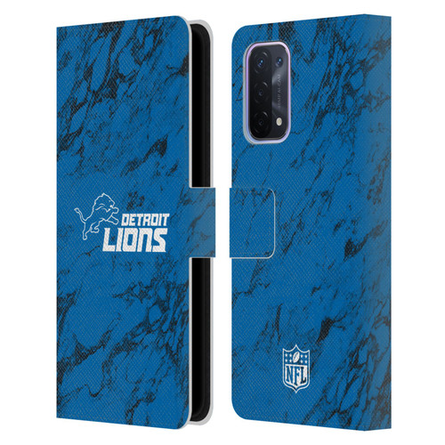 NFL Detroit Lions Graphics Coloured Marble Leather Book Wallet Case Cover For OPPO A54 5G