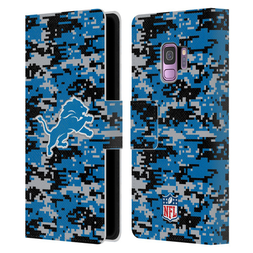 NFL Detroit Lions Graphics Digital Camouflage Leather Book Wallet Case Cover For Samsung Galaxy S9