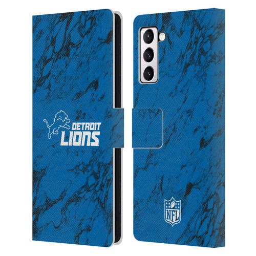 NFL Detroit Lions Graphics Coloured Marble Leather Book Wallet Case Cover For Samsung Galaxy S21+ 5G